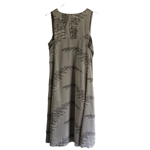 Whistles Dress Gray Palm Leaf Print Empire Lagenlook Pockets Size 8 - Picture 6 of 12